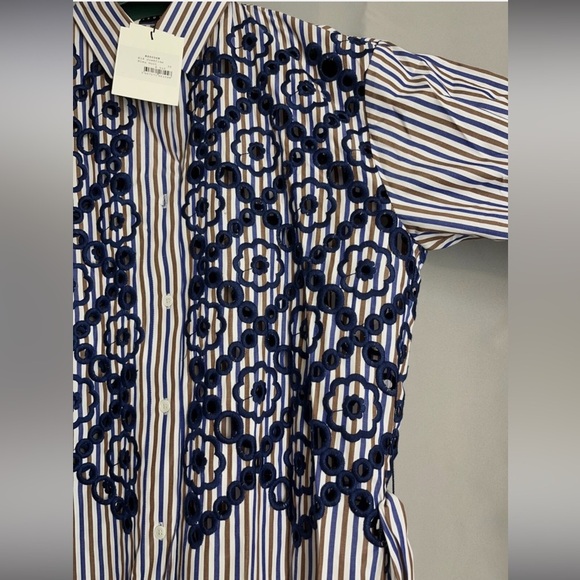 SANDRO Paris Josefine Pleated Evelet-lace midi Dress MSRP$515 - Picture 15 of 16